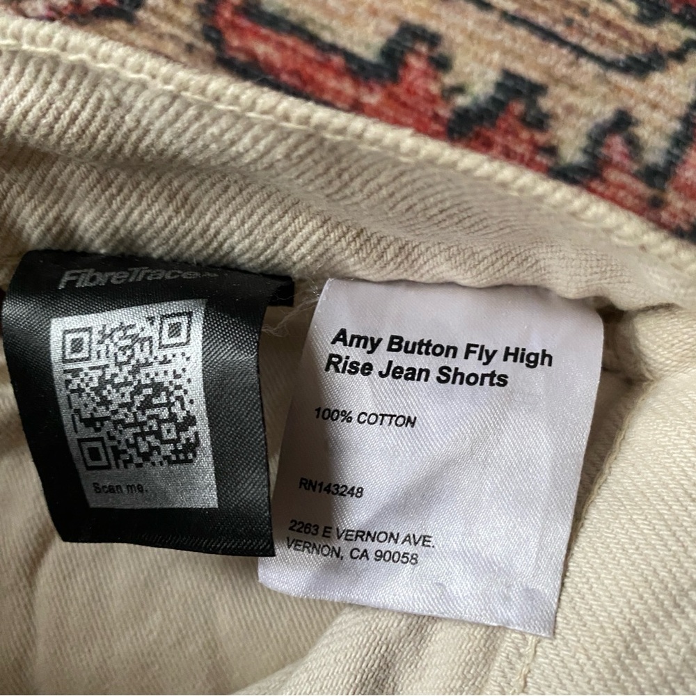 Reformation Amy Button Fly High Rise Jean Shorts Denim Bone Khaki 25 NWT - Picture 5 of 9